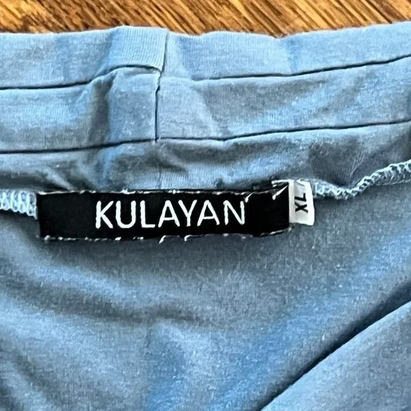 Kulayan Cowl Neck Top - Teal Blue - XL - Organic Bamboo Fabric - EUC - USA-Made - Picture 8 of 9